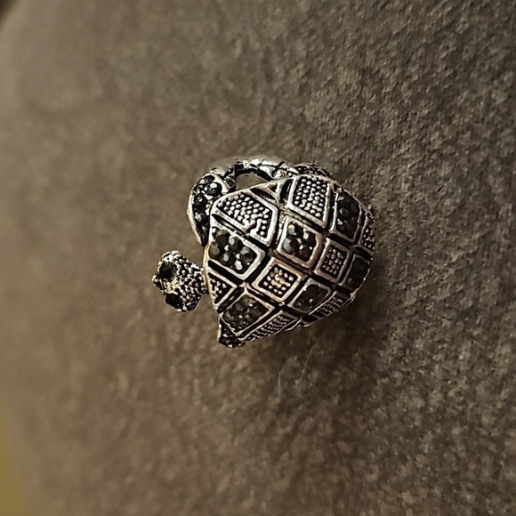 Silvertone Marcasite Tortoise Turtle Movable Head Castlecore Ring Size 6 - Picture 2 of 5